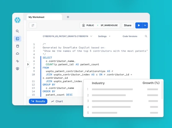 Screen of Snowflake IBISWorld integration