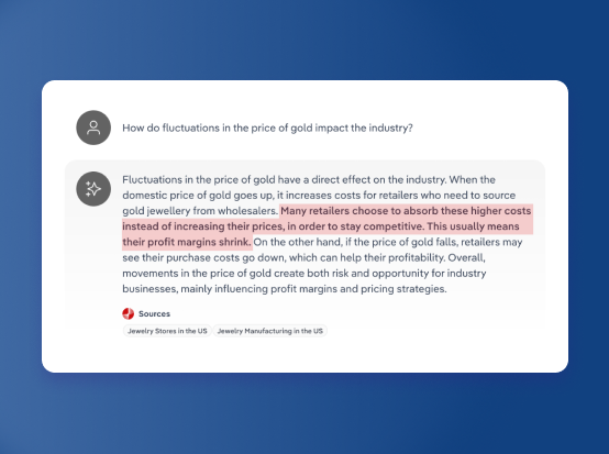 Screen with IBISWorld industry data for business conversations
